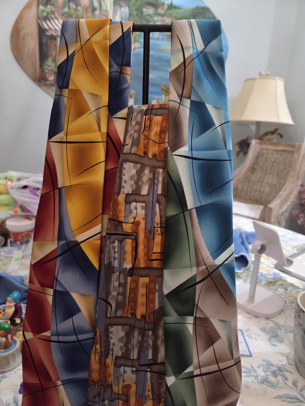 3 Vibrant JERRY GARCIA Silk Neckties "Lady With Argyle Socks" By Fifty-Seven